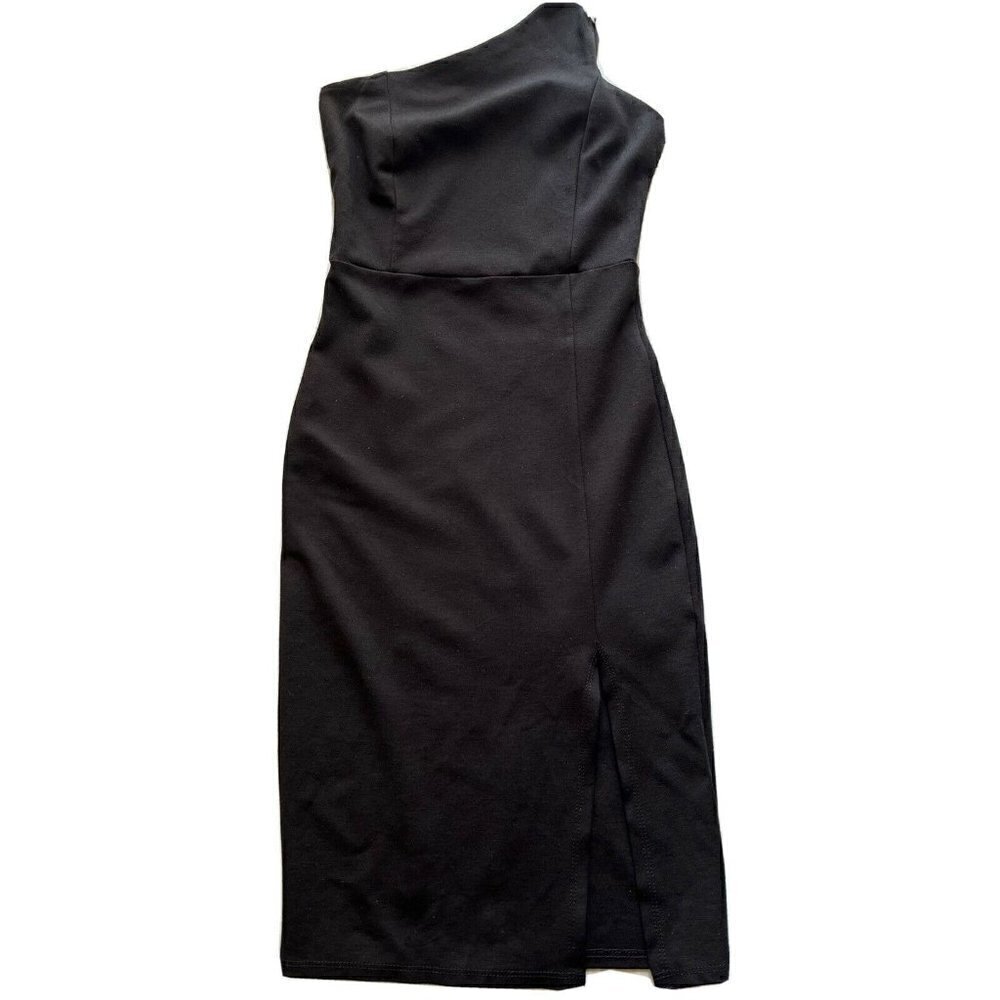 Soprano Black One-Shoulder Bodycon Dress Sleek Party Sz XS - Picture 7 of 8